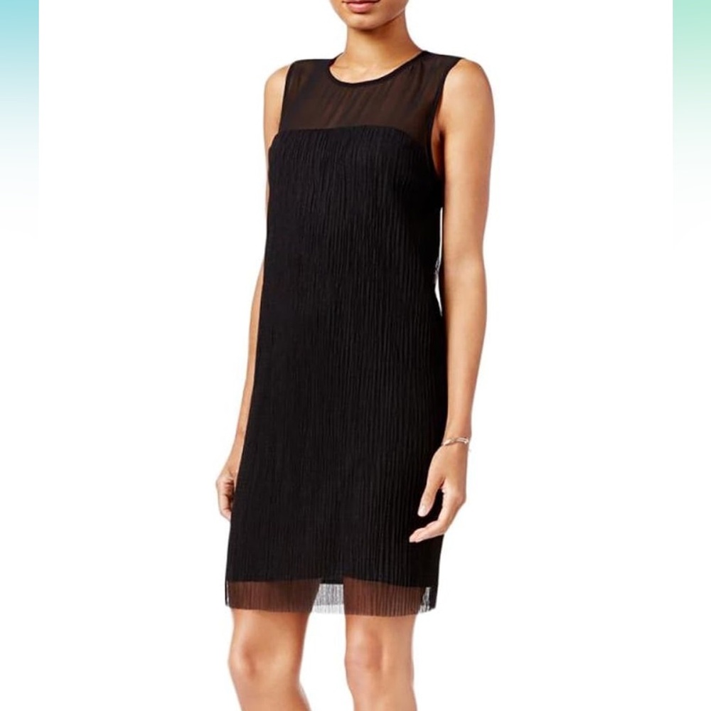 BCBGeneration  A-line Dress, crepe mesh body, XS black